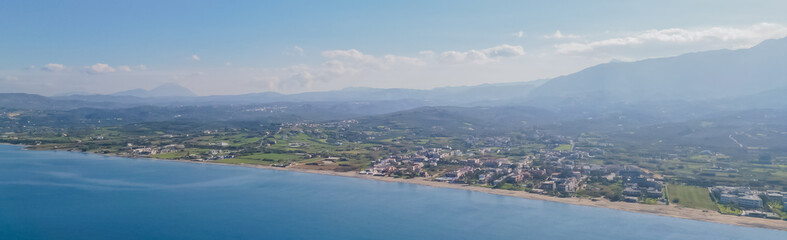 Fototapeta premium Paradise Greek island Crete from drone panoramic view in clear weather