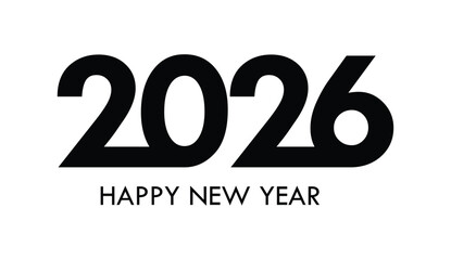 Happy New Year 2026 with minimalist style. 2026 logo design concept for cover, calendar, poster and banner