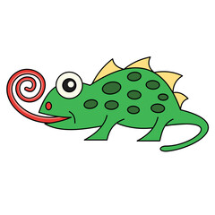 chameleon cartoon isolated on white