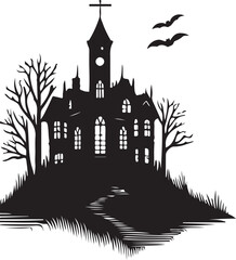halloween castle vector illustration