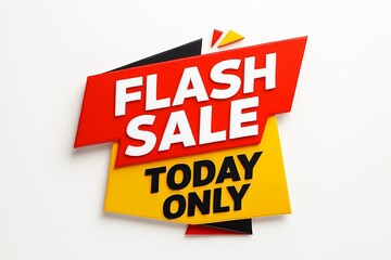 Bright red and yellow flash sale sign announcing today only special offer