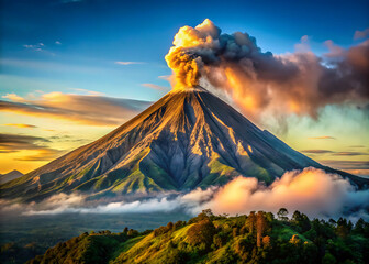 Volcano Peak with Smoke