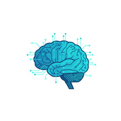 Minimalist AI Concept Flat design vector of an artificial intelligence brain. High-tech, scalable, and professional graphic for digital and IT themes.