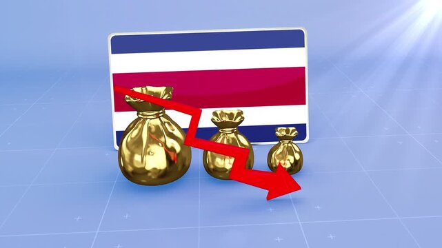 Costa Rica Reserves Decline with Red Arrow Economic Crisis Data Graph Infographic - Powered by Adobe