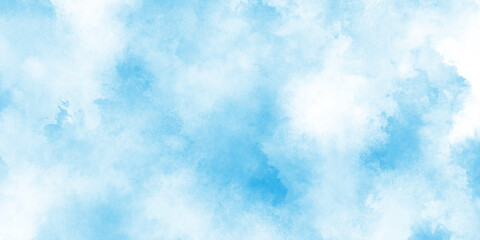 Grunge style blue background with white clouds for any wallpaper and decoration and design, Aquarelle paint blue paper textured canvas perfect for presentation.
