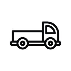 A black pickup truck icon It has two wheels a cargo bed and a cab with a window