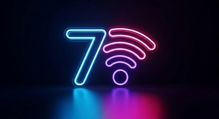 Experience lightning-fast connectivity with the vibrant neon glow of WiFi 7, illuminating a modern digital future with seamless connection