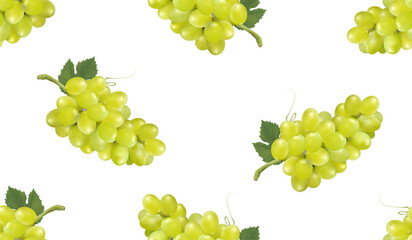 Green grape seamless pattern Fruit background.