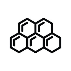 A cluster of six interconnected hexagonal shapes outlined in thick black lines forming a honeycomblike structure