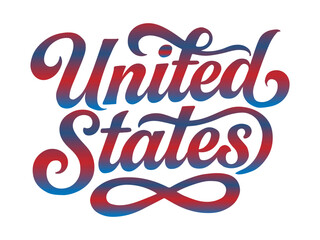 Patriotic United States lettering in red and blue, perfect for Fourth of July promotions, election campaigns, and American pride designs