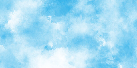 Abstract Watercolor shades blurry and defocused cloudy blue sky background, dreamy light blue sky cloudscape background, natural sky for design and Illustration.