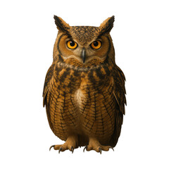 Fototapeta premium A photo realistic isolated cut-out of a [halloween owl], high-resolution, no background, natural lighting, transparent background, no shadow, with space on the edge, in the center