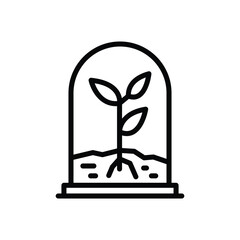 A sprout inside a dome with soil and base