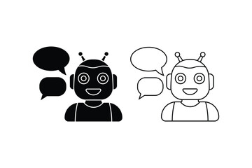 robot icon vector illustration with speech bubbles for ai and chatbot communication.