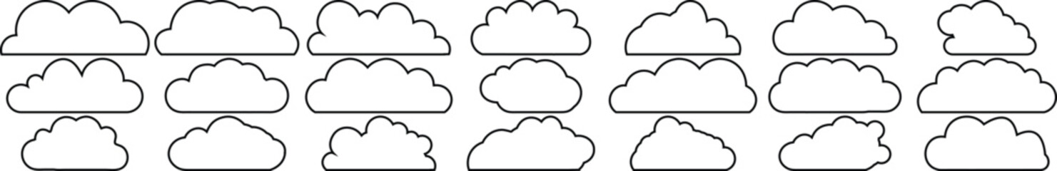 Outline Cloud Symbols for Sky and Weather Elements