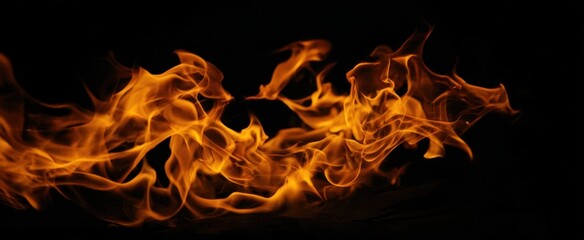 The Flames Dancing Across A Black Background Creating Fiery Abstract Motion And Energy