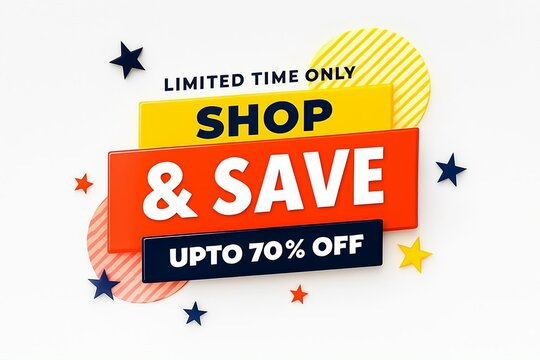 Limited time offer shop and save up to 70 percent off sale announcement