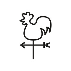 Black outline of a rooster weather vane points left 