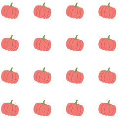 Pink pumpkins seamless pattern on white background