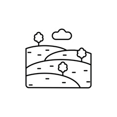 Hills with trees and a cloud enclosed in a square