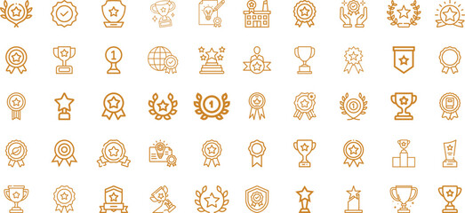 Obraz premium A Collection of Golden Icons Representing Awards, Trophies, and Achievements