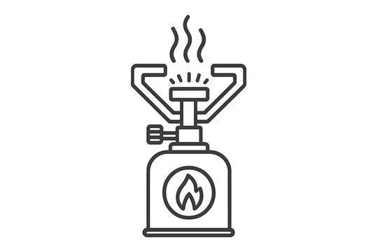 black camping stove with flame and smoke clip art preview