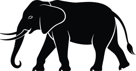 majestic elephant walking silhouette vector. © Wesly