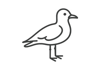 Seagull thin line icon. Sea bird simple vector logo concept. Minimalist coastal wildlife symbol. Marine animal outline illustration. Nautical graphic element for design projects.