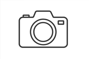 Camera vector icon. Photo camera outline symbol for photography. Linear pictogram for picture, image, and media. Digital equipment for photographer. Simple isolated illustration.