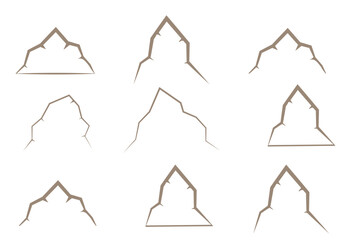 A Set of black abstract organic mountain line shapes. abstract organic
