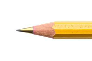 Yellow pencil tip writing tool isolated on a transparent background
