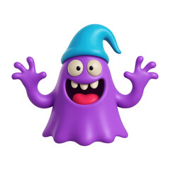 Naklejka premium PNG Playful purple ghost cartoon