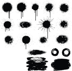 Grunge Graffiti Spray Paint Splashes & Drops - Street Art Urban Style Splatter Vector Set

