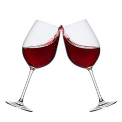 Two glasses of red wine toasting
