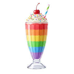 Rainbow milkshake with whipped cream and cherry