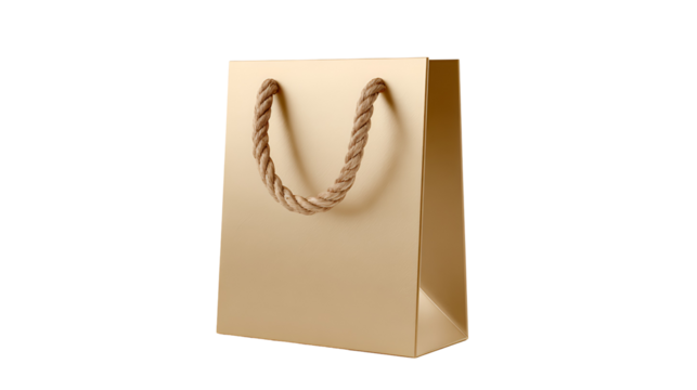 brown paper shopping bag mockup 3d render icon in cartoon plastic style minimal isolated on transparent white background