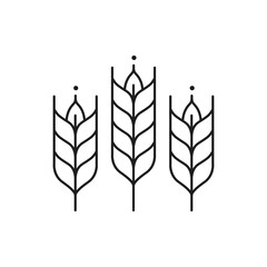 Three stylized wheat stalks featuring bold black line art arranged vertically
