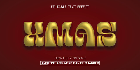 Christmas editable text effect, Inflated style