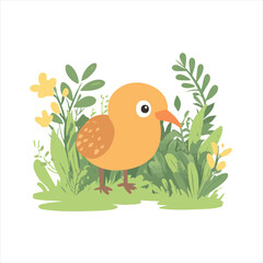 Cute bird nestled in lush foliage