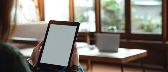 The Tablet in a Modern Home Office with Natural Window Light