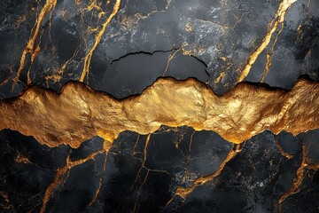 Dark marble with gold glitter texture background in luxury and elegant style