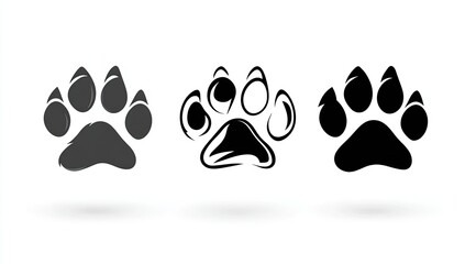 Set of animal paw print isolated on white background, vector illustration