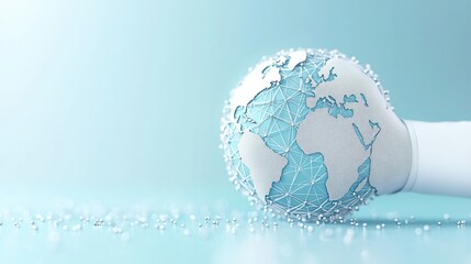 Global Handshake Icon 3D rendered handshake icon with a globe in the background, symbolizes global business and trade