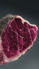 Obraz premium Dry aged beef marbled meat macro texture closeup raw gourmet butcher steak detail
