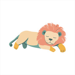 vector Cute lion sleeping