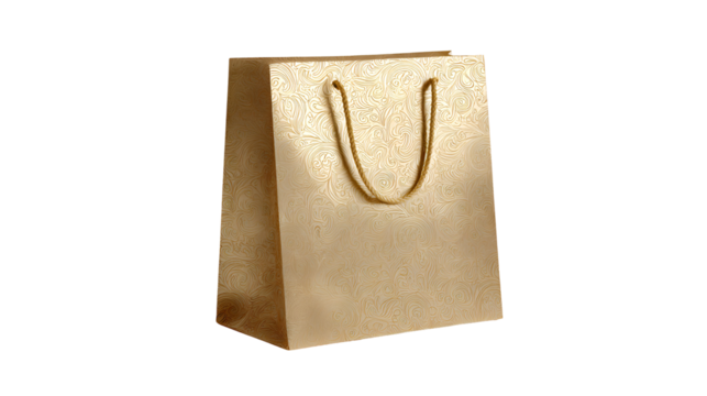 brown paper shopping bag mockup 3d render icon in cartoon plastic style minimal isolated on transparent white background