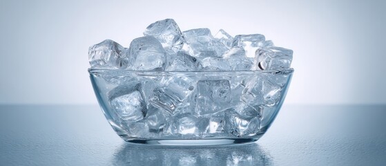 The Ice Cubes in Glass Bowl Creating a Crisp Refreshing Scene
