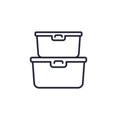 food containers line icon on white