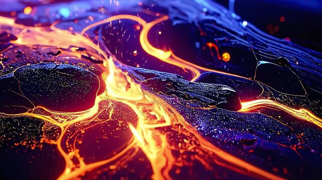 Abstract Lava Flow Captivating Display of Molten Earth and Cosmic Energies