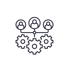 workforce or manpower line icon with people